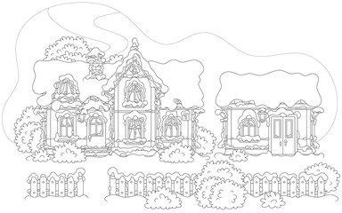 Obraz premium snow-covered house of Santa Claus and his workshop at the North