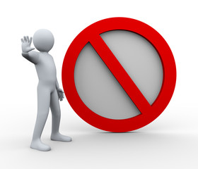 3d man doing stop symbol