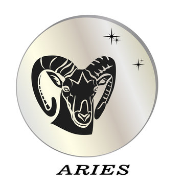 black silhouette of aries are on pearl background.