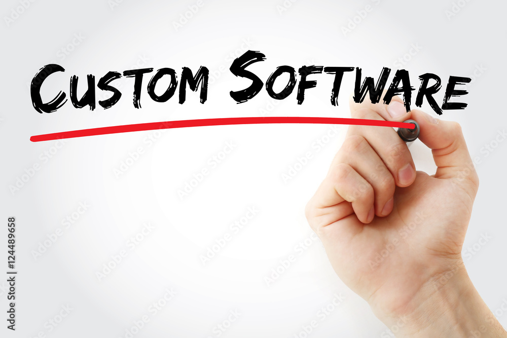 Poster hand writing custom software with marker, concept background