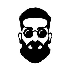 hipster head face vector illustration style Flat
