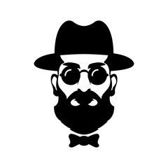 hipster head face vector illustration style Flat