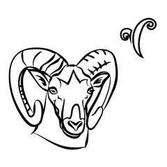 black silhouette of aries are on white background.