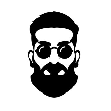 hipster head face vector illustration style Flat