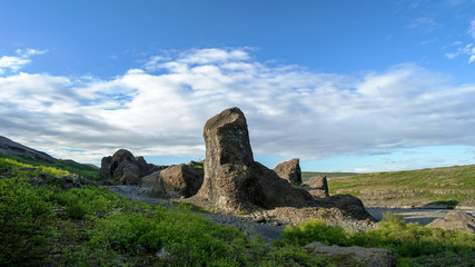 Hljodaklettar stone formations in Jokulsargljufur national park, Iceland