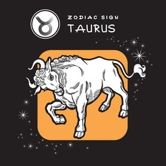Taurus - Zodiac Sign. Vector Icon of Zodiac Symbol. Traditional image of Strong Bull in Graphic Style.