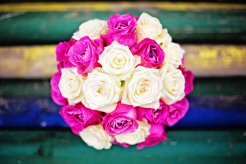 Bouquet of pink and cream roses