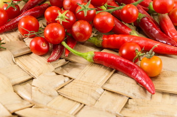 Red peppers and fresh cherry tomato