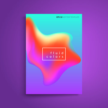 Fluid colors cover design. Abstract shapes composition. Eps10 vector template.