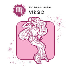 Obraz na płótnie Canvas Virgo - Astrology Sign. Vector Icon of Zodiac Symbol. Traditional Illustration of Beautiful Blonde in Graphic Style.