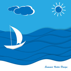 Seaside vector flat design. Illustration of the summer vacation. elements for your design. Eps10