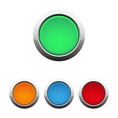 Set of simple colored round web buttons, vector illustration