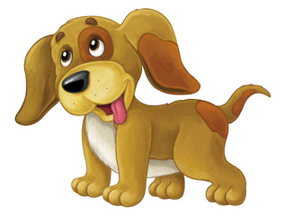 Cartoon happy dog is standing and looking - artistic style - isolated - illustration for children