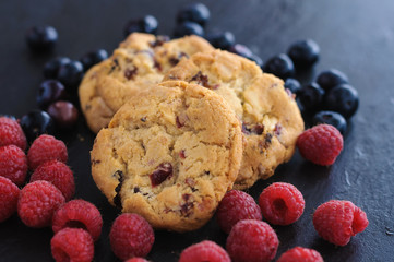 cookies raspberries blueberries