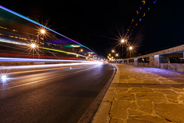 Night bridge in Nessebar lit lanterns