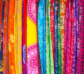 Foto op Canvas Colorful sarongs on sale in the market at Ubud in Bali, Indonesia. © David_Steele