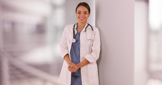 Mexican woman doctor standing in hospital