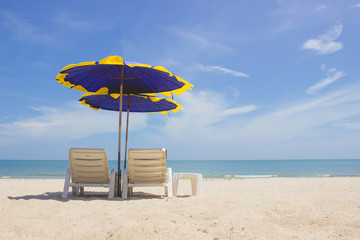 Double beach umbrella blue embroidery nearby