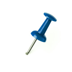 Closeup or macro of a pushpin isolated on white background