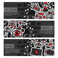 Set of Horizontal Banners about robotic