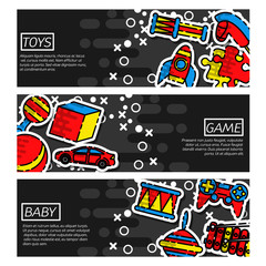 Set of Horizontal Banners about Toys