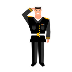 Army general with hand gesture saluting. Military man. Happy veterans day design element. Cartoon style.