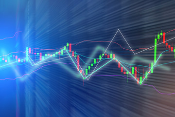 Stock market chart, graph on blue backgroundStock market chart,