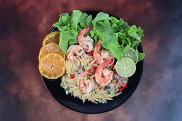 Spicy sour minced green mango salad with shrimp.