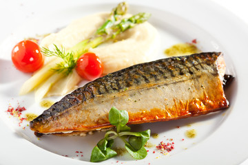 Smoked Fish with Vegetable Garnish