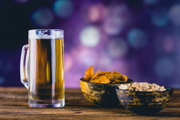 Light beer with snack, party concept