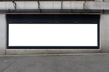 Large blank billboard on a street wall, banners with room to add your own text