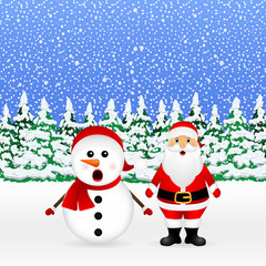 Santa Claus and Christmas snowman