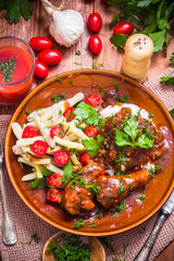 Green beans tomatoes rice chicken tomato sauce