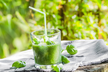 Green smoothie fresh cucumbers celery basil
