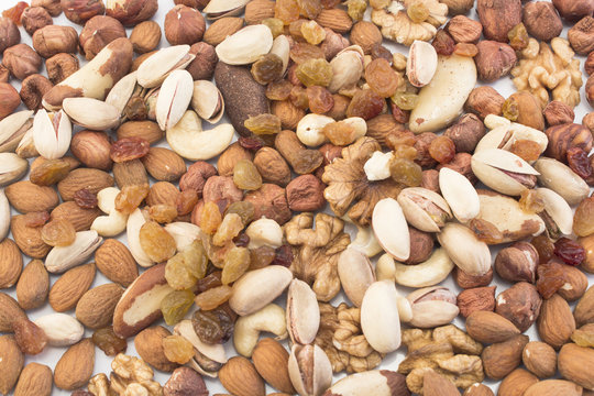 Nuts Mix and Raisins as Background