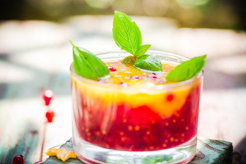 Summer fruit dessert currant orange juice basil