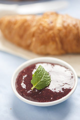 French breakfast with croissant and coffee