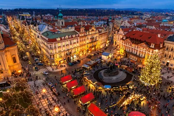 Fotobehang Old Town Square at Christmas time in Prague. © Rostislav Glinsky