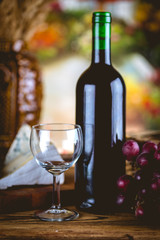 Bottle of wine, Mediterranean concept, ambient light
