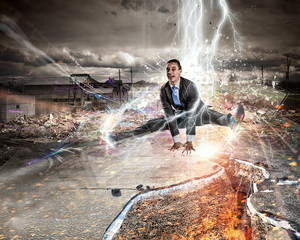 Obraz premium Overcome crisis break . Mixed media