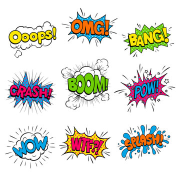 Vector Illustration of Colorful Sound Cartoon Effects