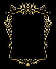 Vintage floral frame ornament. Swirl with leaves and flowers motives. Vector illustration