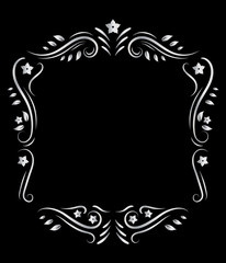 Vintage floral frame ornament. Swirl with leaves and flowers motives. Vector illustration