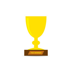 Gold trophy cup icon. Vector illustration.