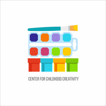 Children's center logotype. Vector illustration on a white backg