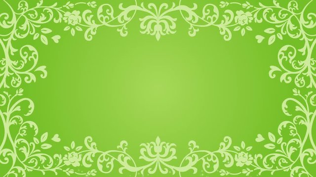 Growing floral frame and Glitter animation - Green color