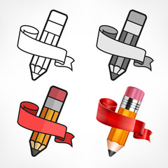 Obraz premium Different style pencils. Ribbon