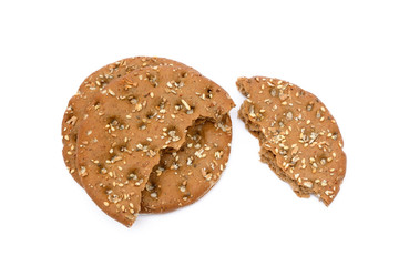 Healthy cereal bread isolated on white background