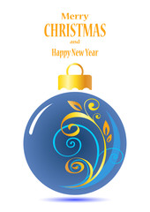 blue floral christmas ball