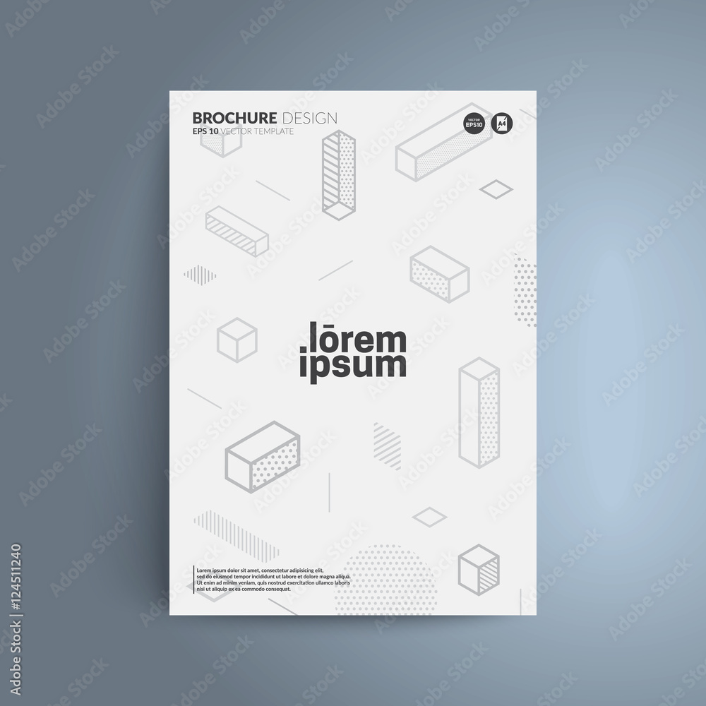 Poster minimalistic design. simple isometric shapes composition. eps10 vector template. applicable for cove